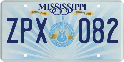 MS license plate ZPX082