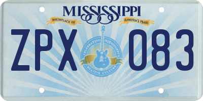 MS license plate ZPX083