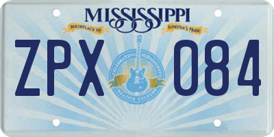 MS license plate ZPX084