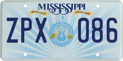 MS license plate ZPX086