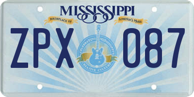 MS license plate ZPX087