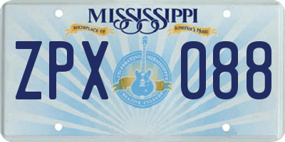 MS license plate ZPX088