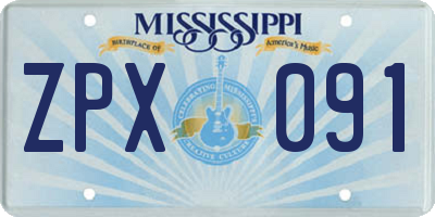 MS license plate ZPX091
