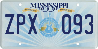 MS license plate ZPX093