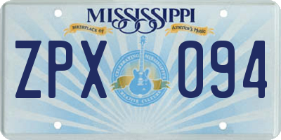MS license plate ZPX094