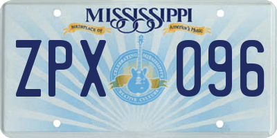 MS license plate ZPX096