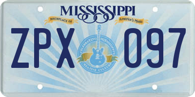 MS license plate ZPX097