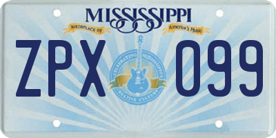 MS license plate ZPX099