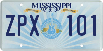 MS license plate ZPX101