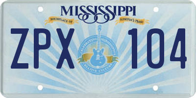 MS license plate ZPX104