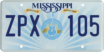 MS license plate ZPX105
