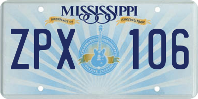 MS license plate ZPX106