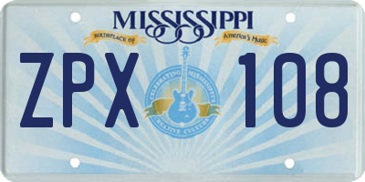 MS license plate ZPX108
