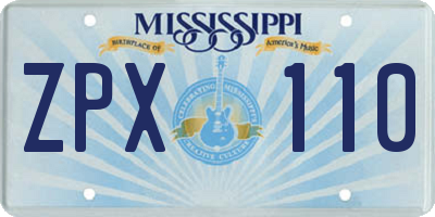 MS license plate ZPX110