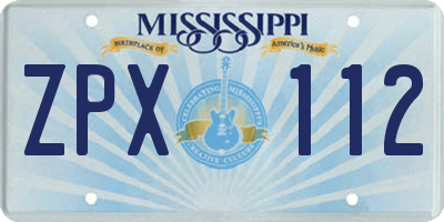 MS license plate ZPX112