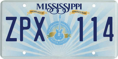 MS license plate ZPX114