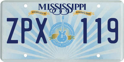 MS license plate ZPX119