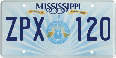 MS license plate ZPX120