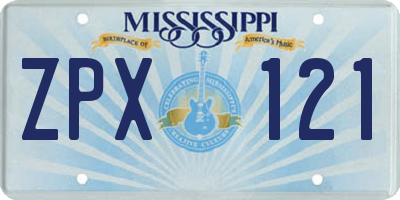 MS license plate ZPX121