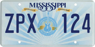 MS license plate ZPX124