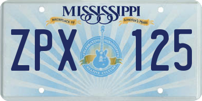 MS license plate ZPX125