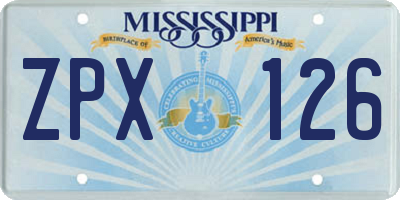 MS license plate ZPX126