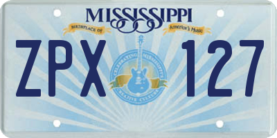 MS license plate ZPX127