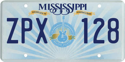 MS license plate ZPX128