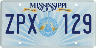 MS license plate ZPX129