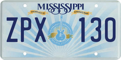 MS license plate ZPX130