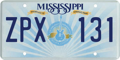 MS license plate ZPX131