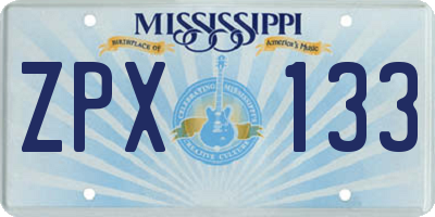 MS license plate ZPX133