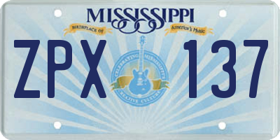 MS license plate ZPX137