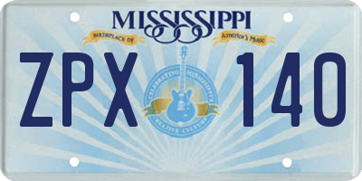 MS license plate ZPX140