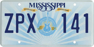 MS license plate ZPX141