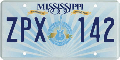 MS license plate ZPX142