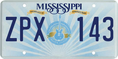 MS license plate ZPX143