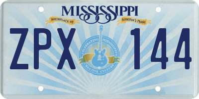 MS license plate ZPX144