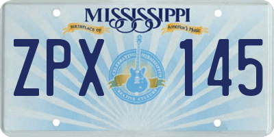 MS license plate ZPX145