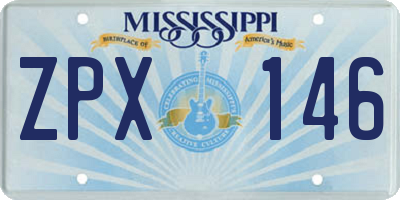 MS license plate ZPX146
