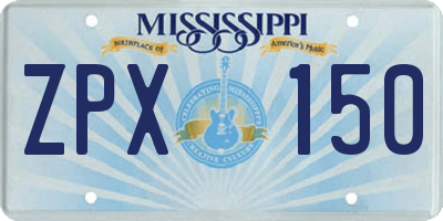 MS license plate ZPX150