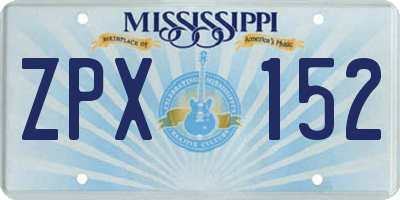 MS license plate ZPX152