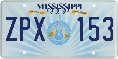MS license plate ZPX153