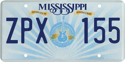 MS license plate ZPX155