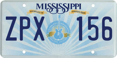 MS license plate ZPX156