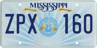MS license plate ZPX160