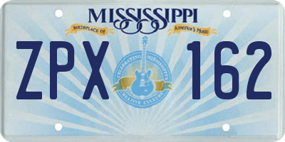 MS license plate ZPX162