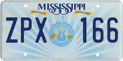 MS license plate ZPX166