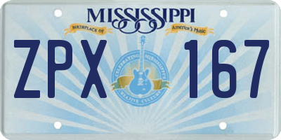 MS license plate ZPX167