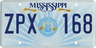 MS license plate ZPX168